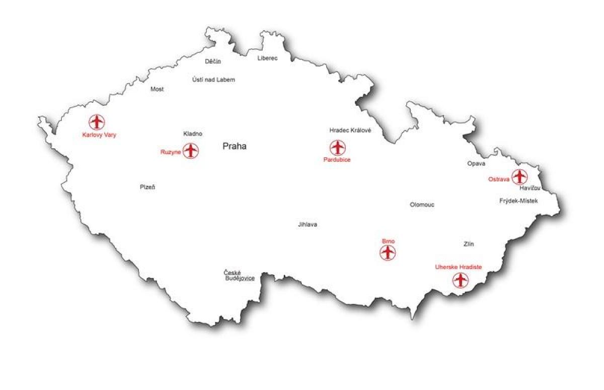 La república checa aeropuertos mapa