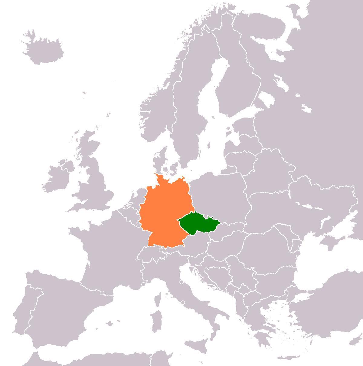 mapa de la república checa y Alemania