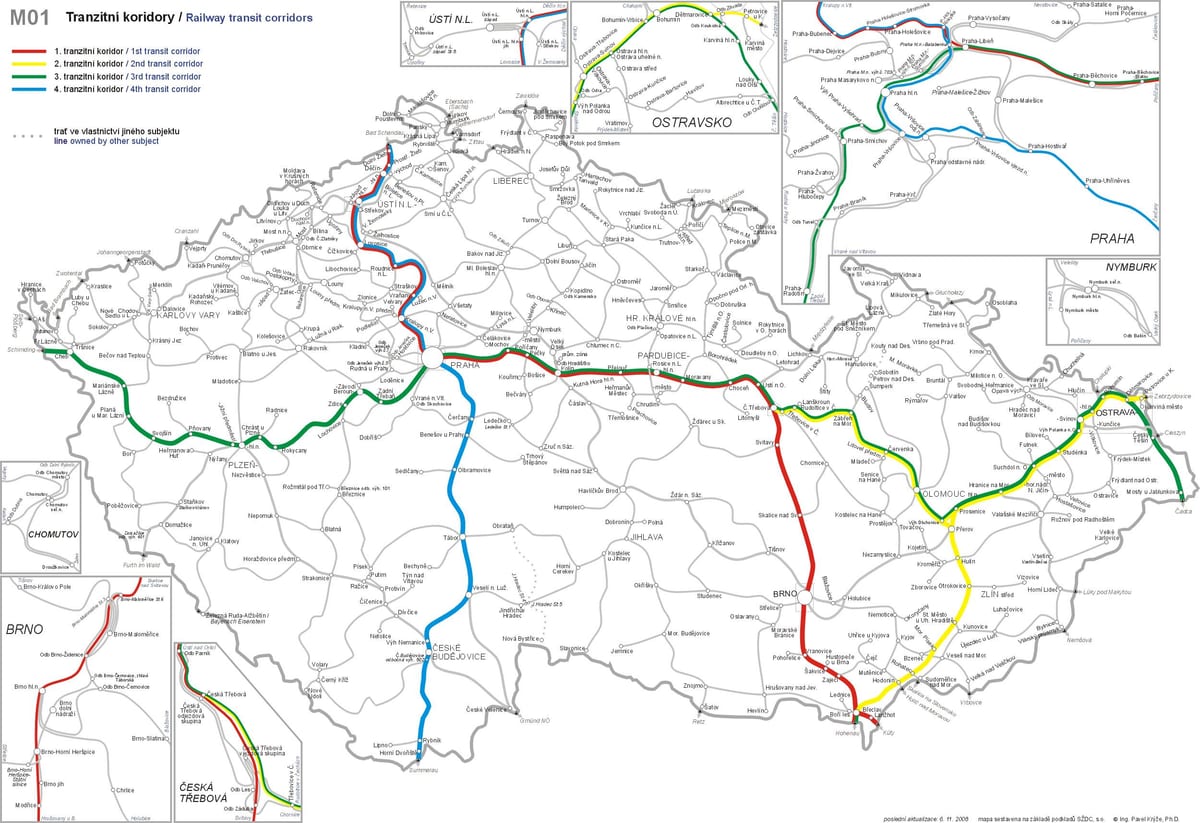República checa ferrocarril mapa