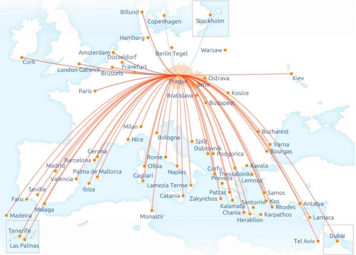 mapa de ruta de Czech airlines