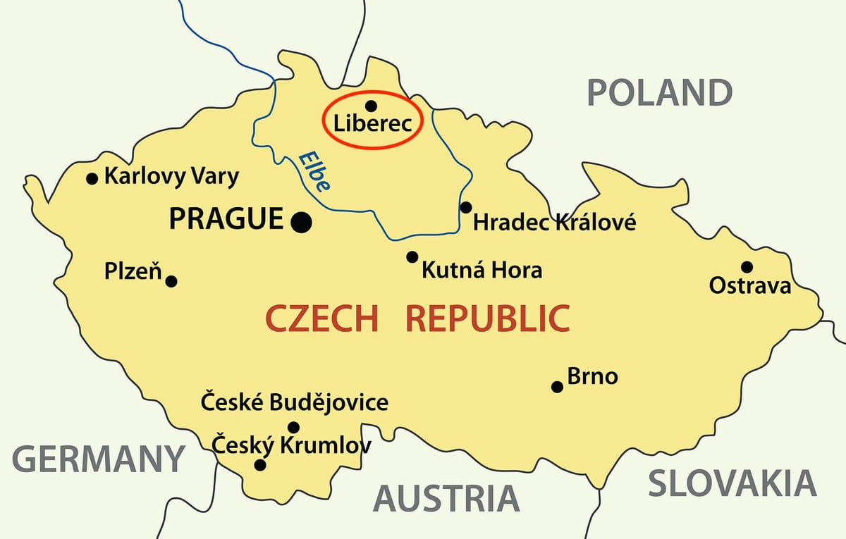 mapa de Liberec, república checa