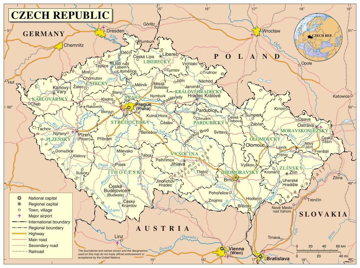 mapa de república checa