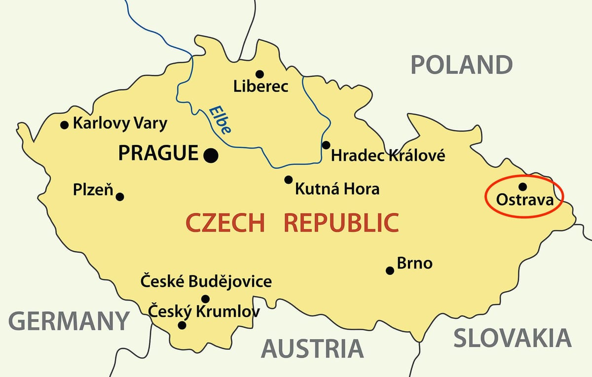 mapa de Ostrava, república checa