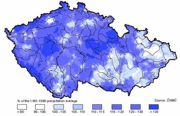 La república checa lluvia mapa