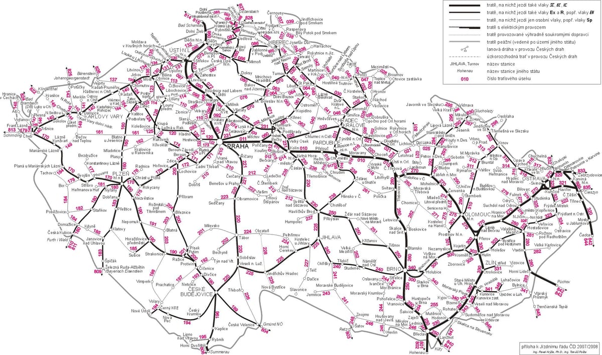 La república checa mapa de trenes