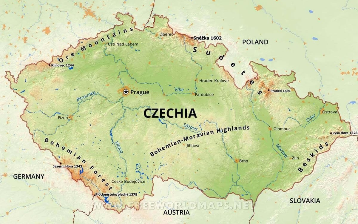 La república checa mapa del río