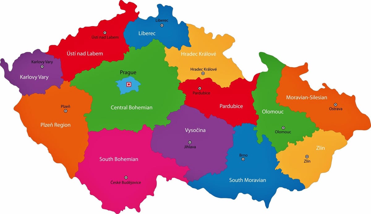 La república checa regiones mapa