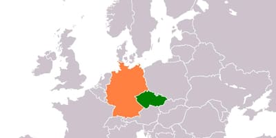 Mapa de la república checa y Alemania
