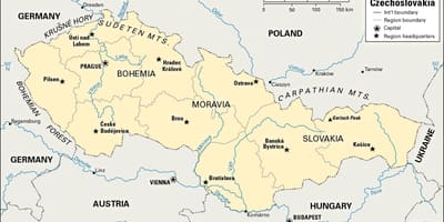 Mapa de la antigua Checoslovaquia