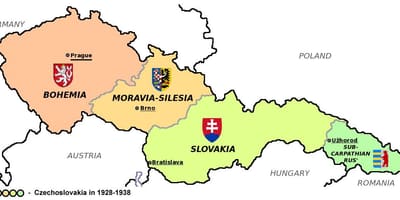Mapa de Checoslovaquia en 1938