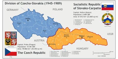 Mapa de Checoslovaquia en 1945