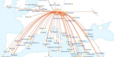 Mapa de ruta de Czech airlines