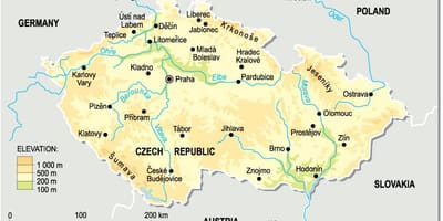 Mapa de elevación de la república checa