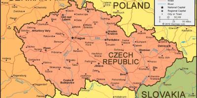 Mapa de la república checa y los países vecinos